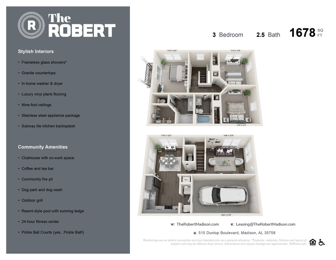 The Robert - Madison, Alabama. Townhome Combined - 3 Bed, 2.5 Bath
